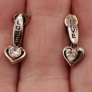 Sterling Silver LOVE Heart Earrings